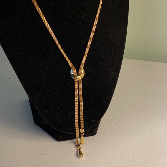 Gold Tone Mesh Necklace - Picture 2 of 6